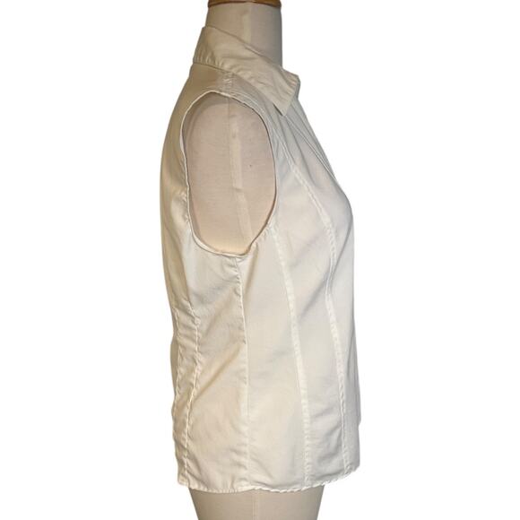 Style & Co. Sleeveless White Stretch Blouse Fitted Active V-Neck Collar Size 6 - Picture 5 of 8